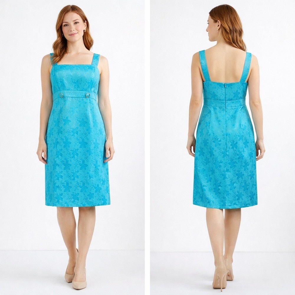 Jessica Howard Women's Sleeveless Floral Jacquard Square Neck Mini Dress Size 10